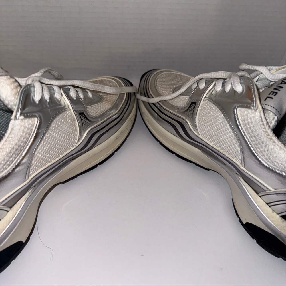 Chanel Women's Sneakers 37 in White and Silver with original box.(Pre-Loved) - Picture 9 of 9